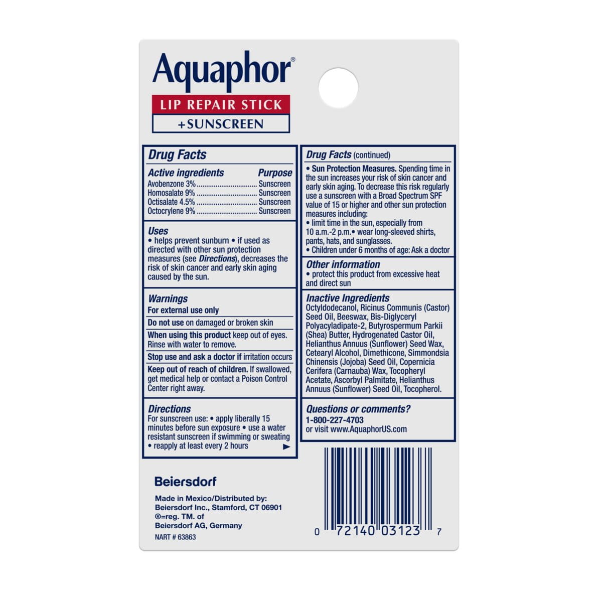 Aquaphor Lip Repair Stick Sunscreen Dual Pack